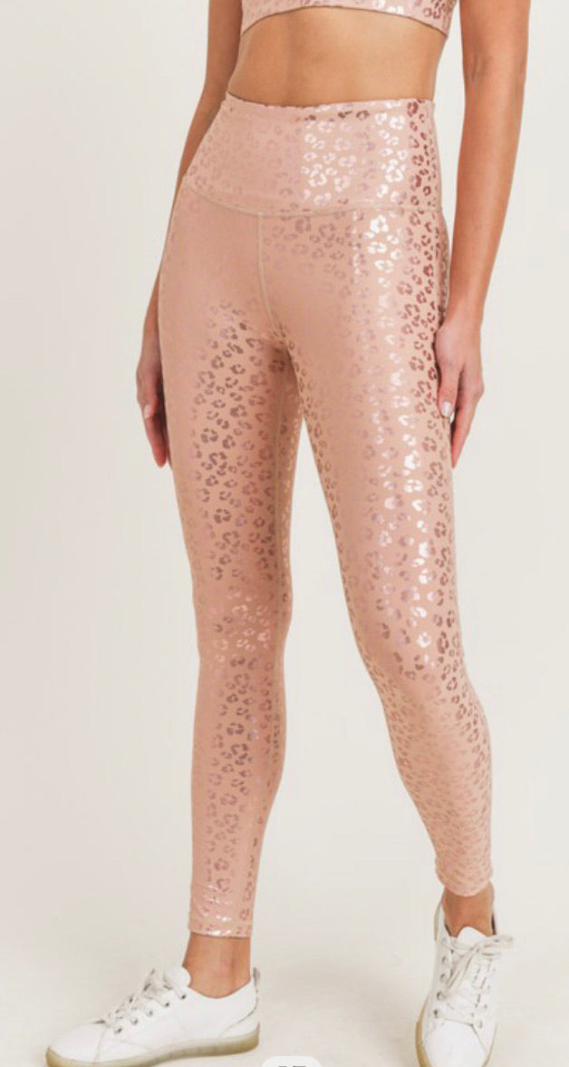 Women Solid Rose Gold Shimmer Leggings – Cherrypick